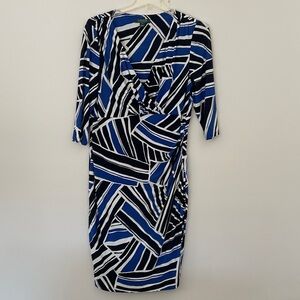 Lauren Ralph Lauren Blue and Black Dress Wedding, Cocktail, Date Night 14W